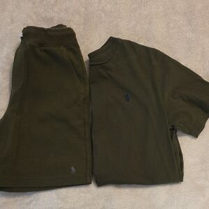 Ralph Lauren Dark Olive Green Polo Tee and Shorts Set